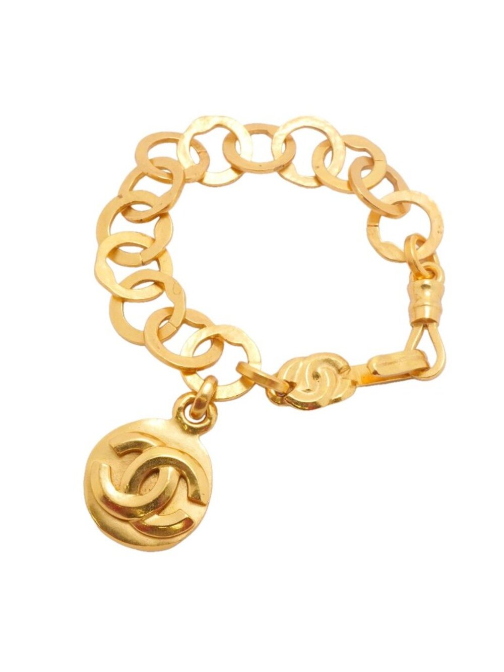 Chanel Bracelet Vintage CC Logo Round Circle Gold Plated